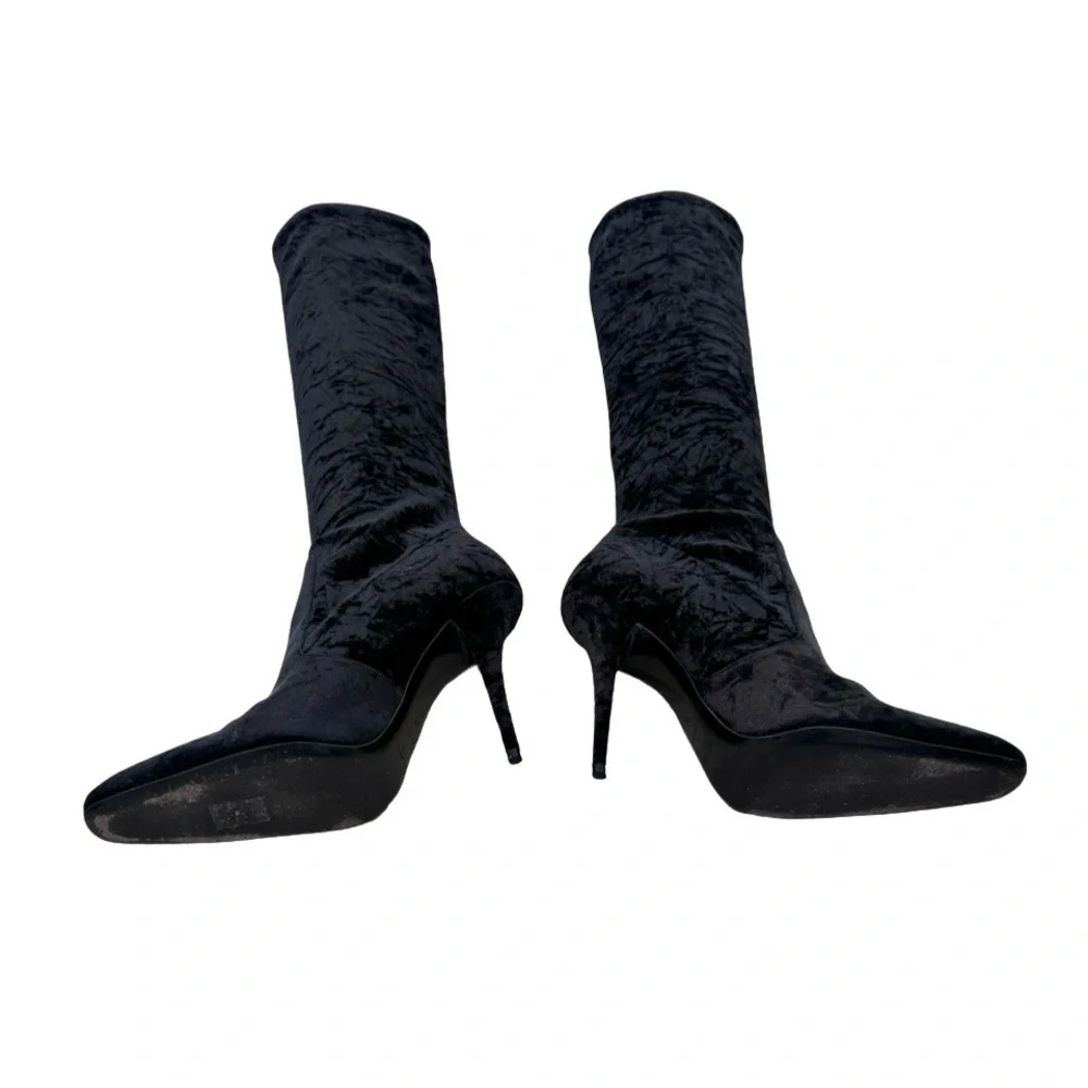 SAINT LAURENT Velvet Talia Knee-High Boots 110 Black 41 - Picture 4 of 11